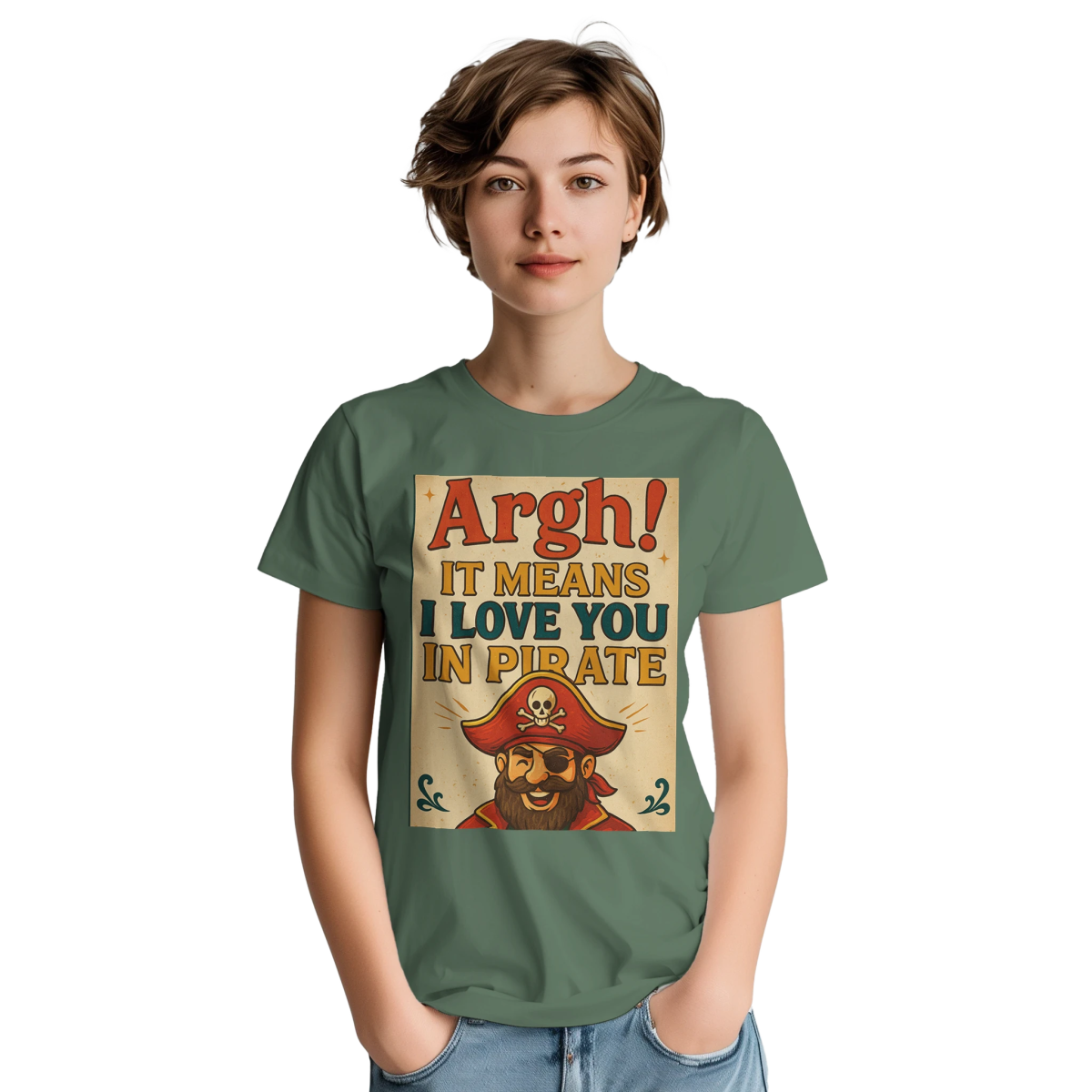 ARHG! It Means I Love You In Pirate – Classic Fit Heavyweight Cotton T-Shirt - Authentic Patriot