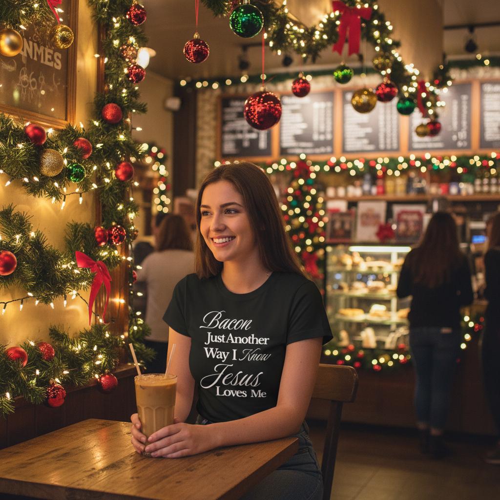 Bacon T-Shirt – Just Another Way I Know Jesus Loves Me – Classic Fit Cotton Tee - Authentic Patriot