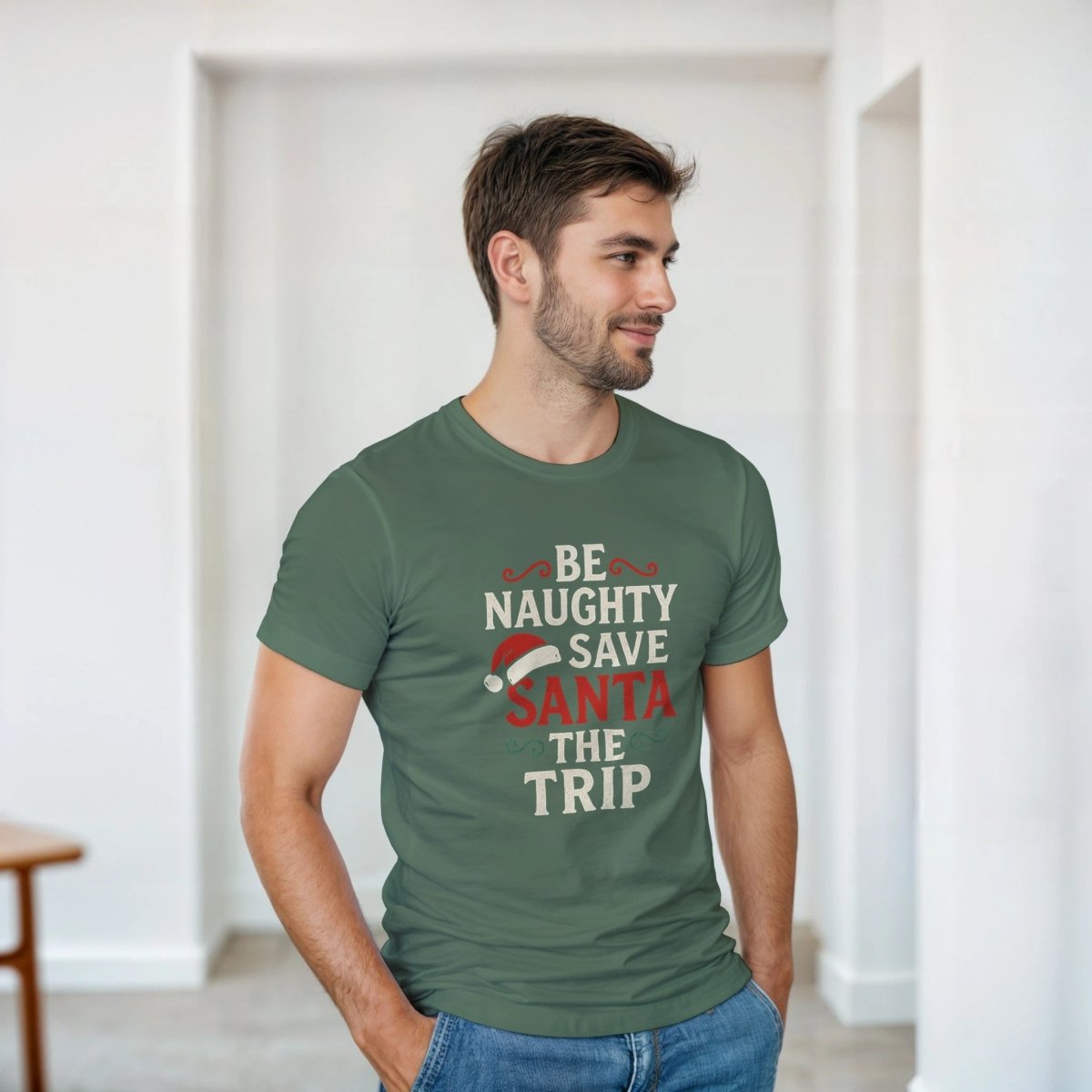 Be Naughty Save Santa a Trip Heavyweight Cotton T-Shirt - Classic Fit - Authentic Patriot