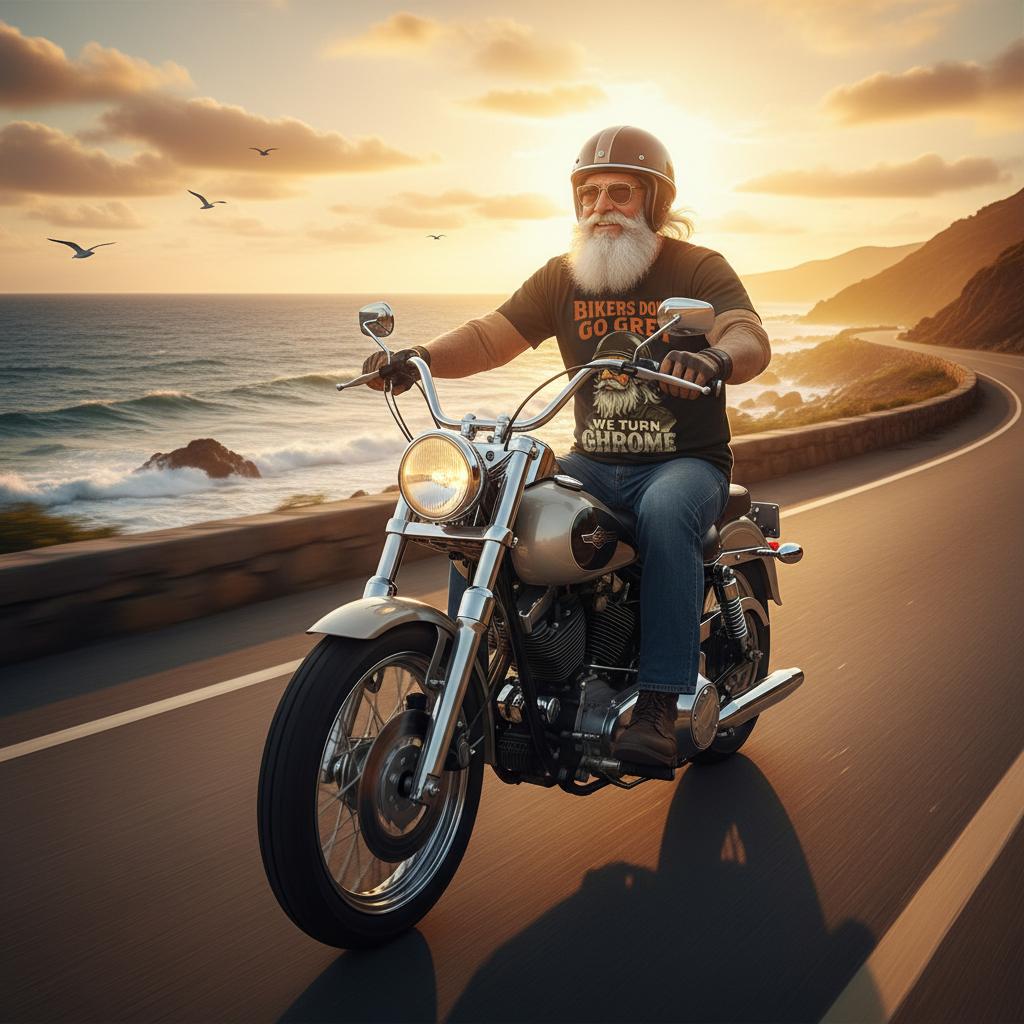 Bikers Don't Go Grey T-Shirt – Chrome Design Durable Cotton Tee - Authentic Patriot