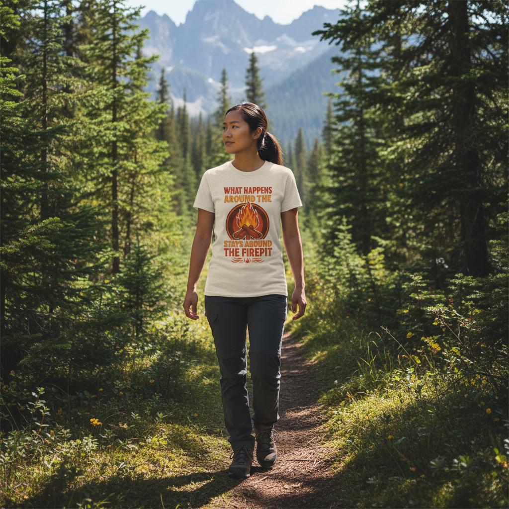 Classic Fit Cotton T-Shirt – What Happens Around The Firepit Stays Around The Firepit - Authentic Patriot