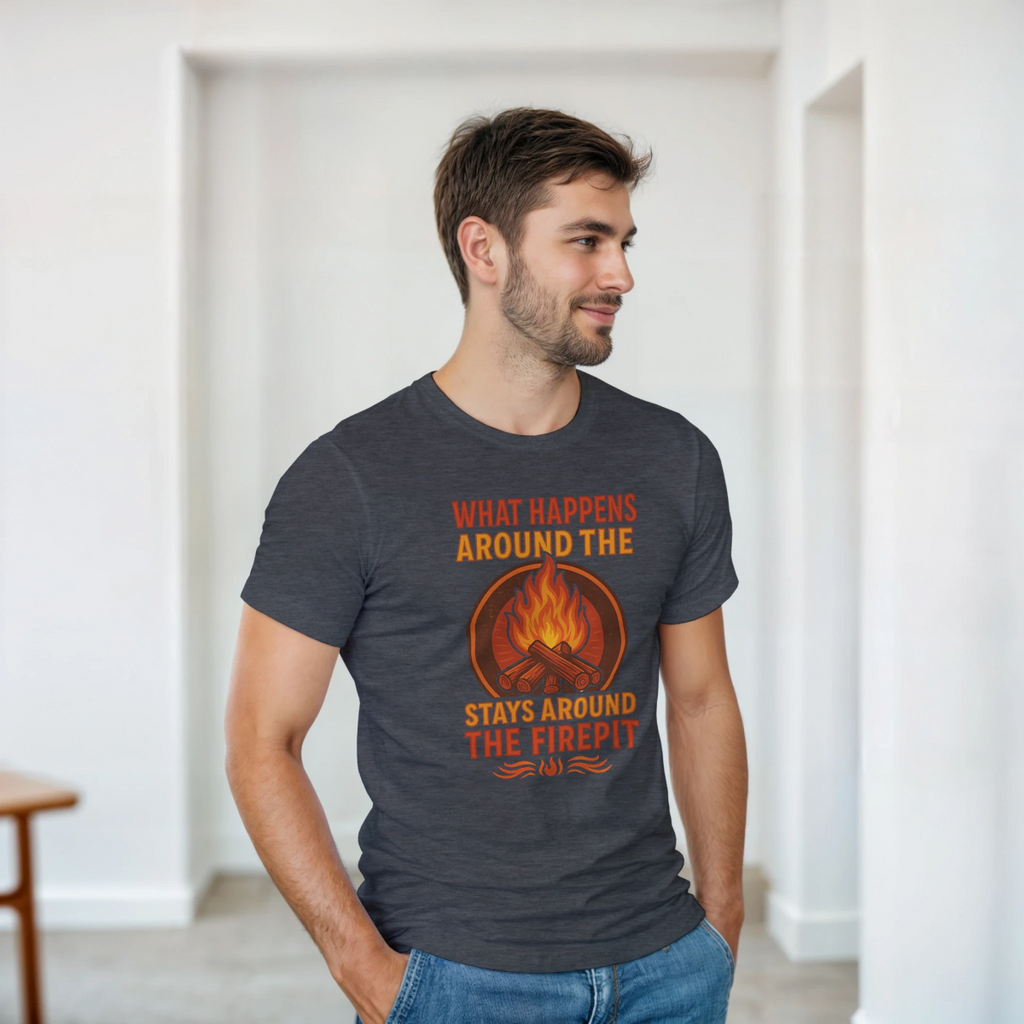 Classic Fit Cotton T-Shirt – What Happens Around The Firepit Stays Around The Firepit - Authentic Patriot