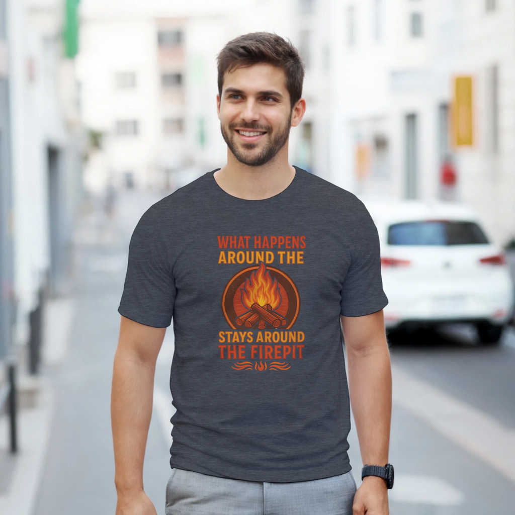 Classic Fit Cotton T-Shirt – What Happens Around The Firepit Stays Around The Firepit - Authentic Patriot