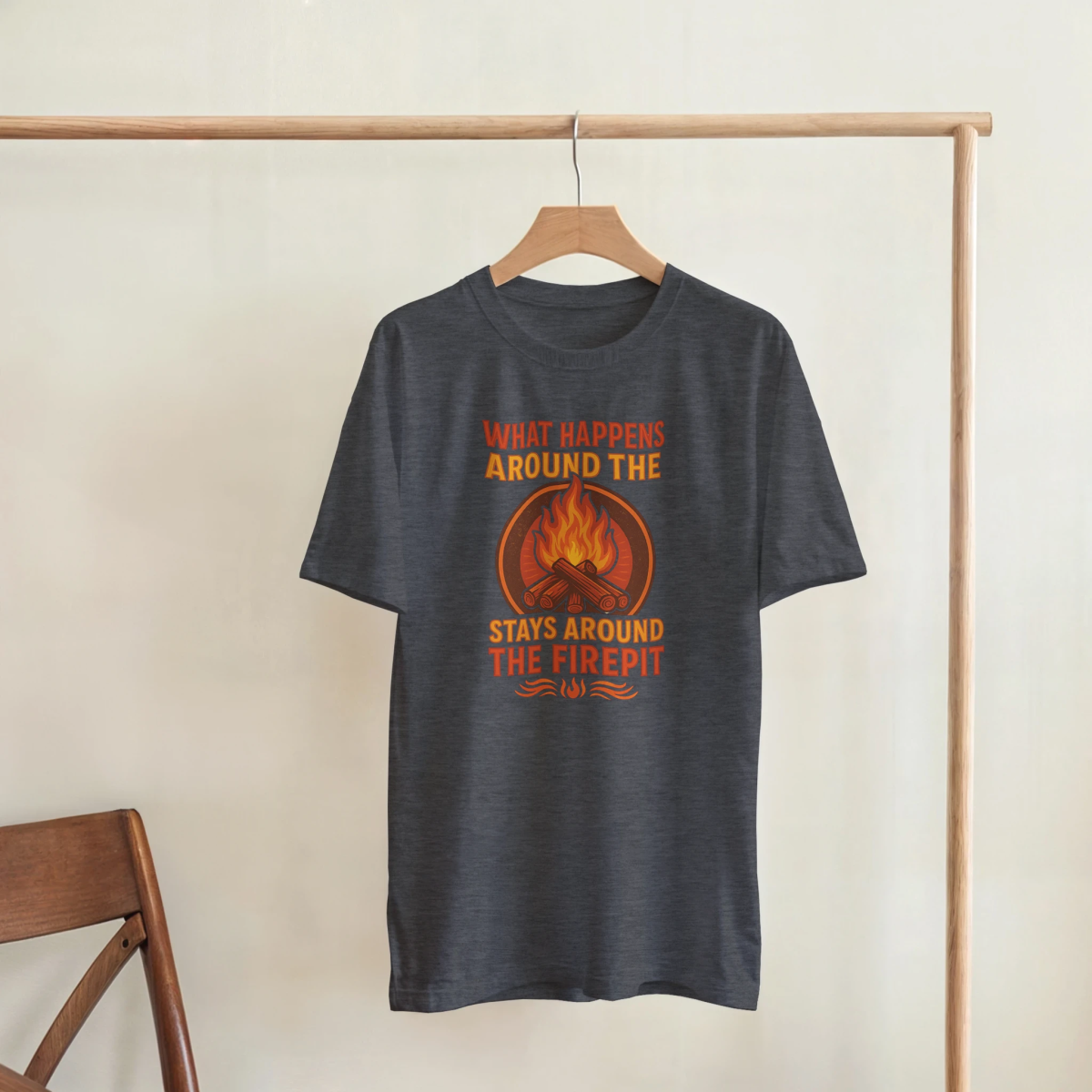 Classic Fit Cotton T-Shirt – What Happens Around The Firepit Stays Around The Firepit - Authentic Patriot