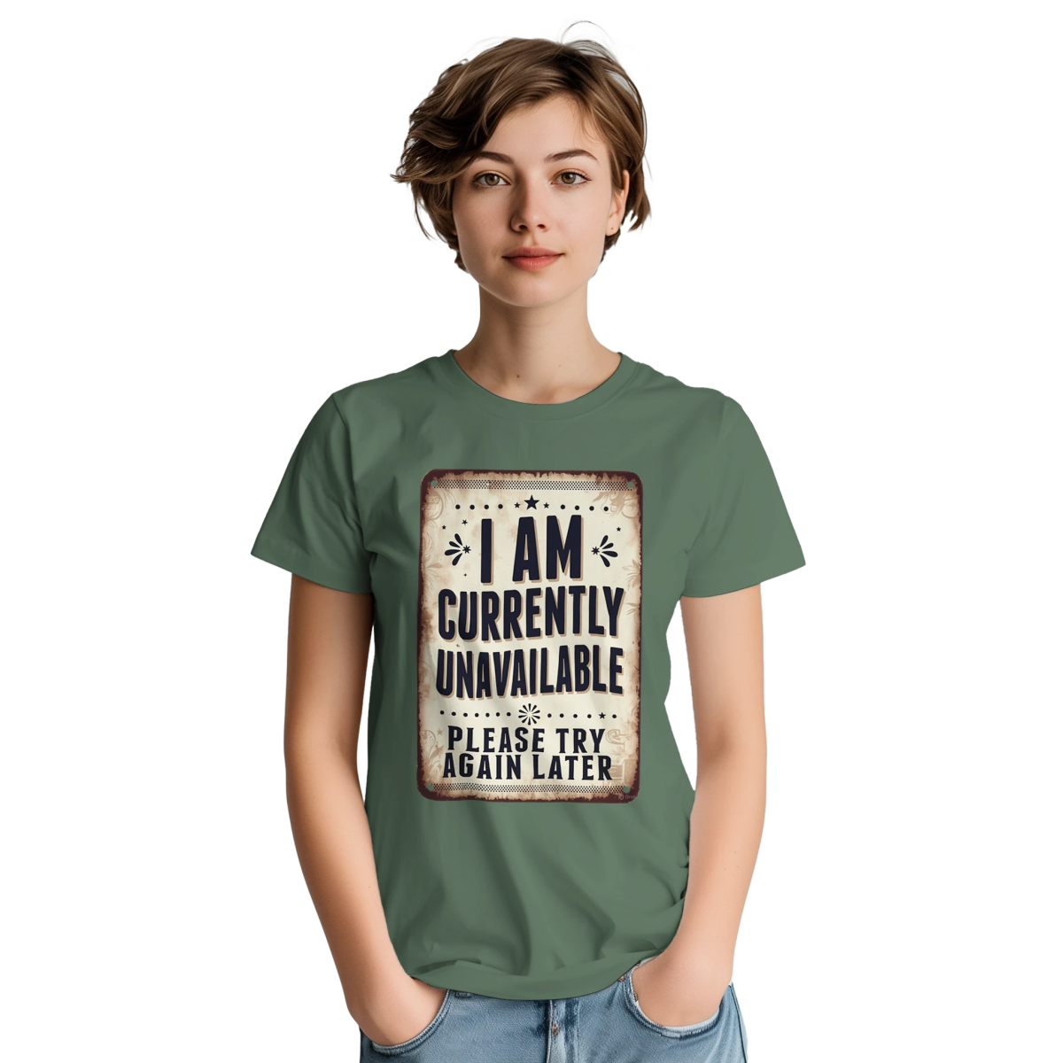 Classic Heavyweight Cotton T-Shirt – 'I Am Currently Unavailable' Design - Authentic Patriot