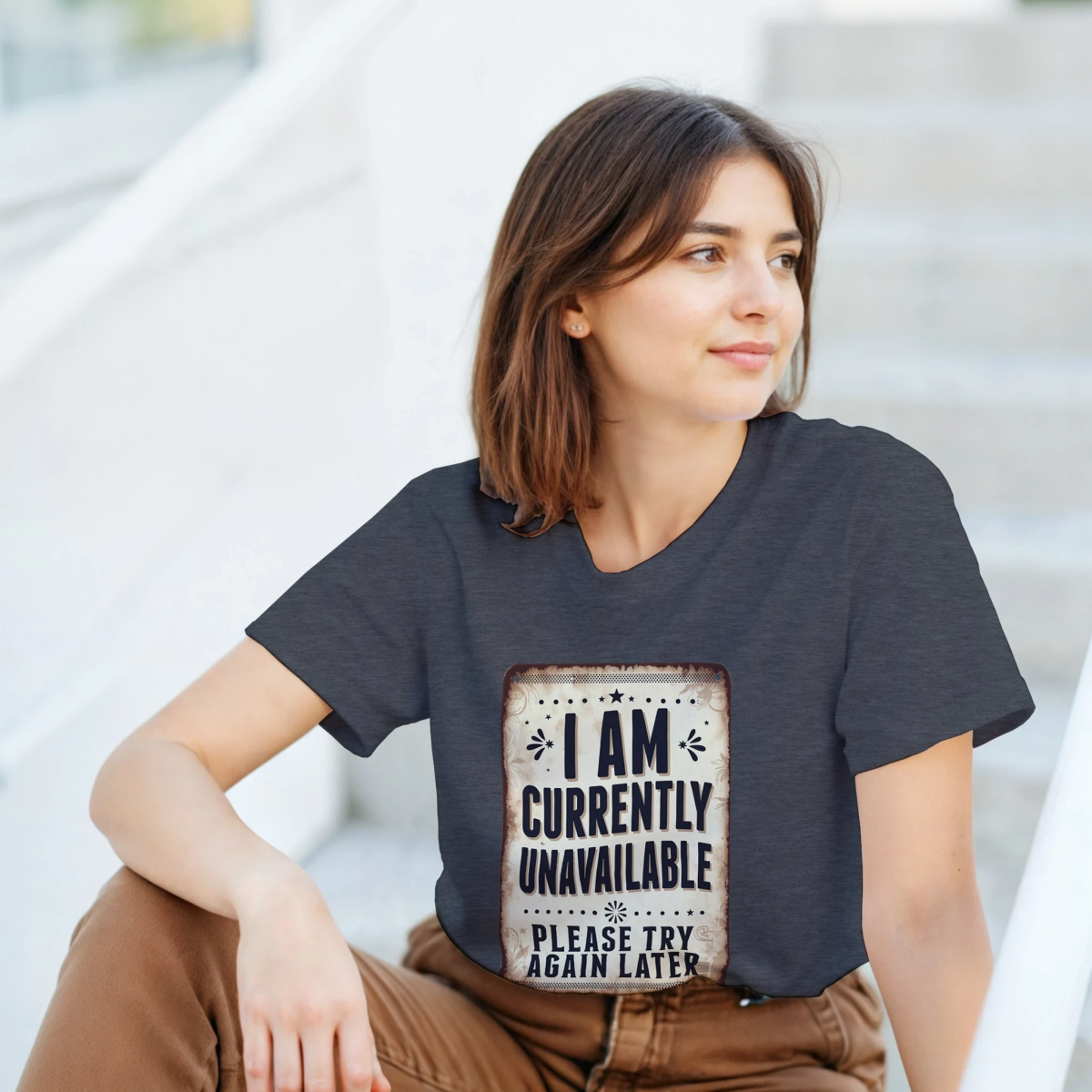 Classic Heavyweight Cotton T-Shirt – 'I Am Currently Unavailable' Design - Authentic Patriot