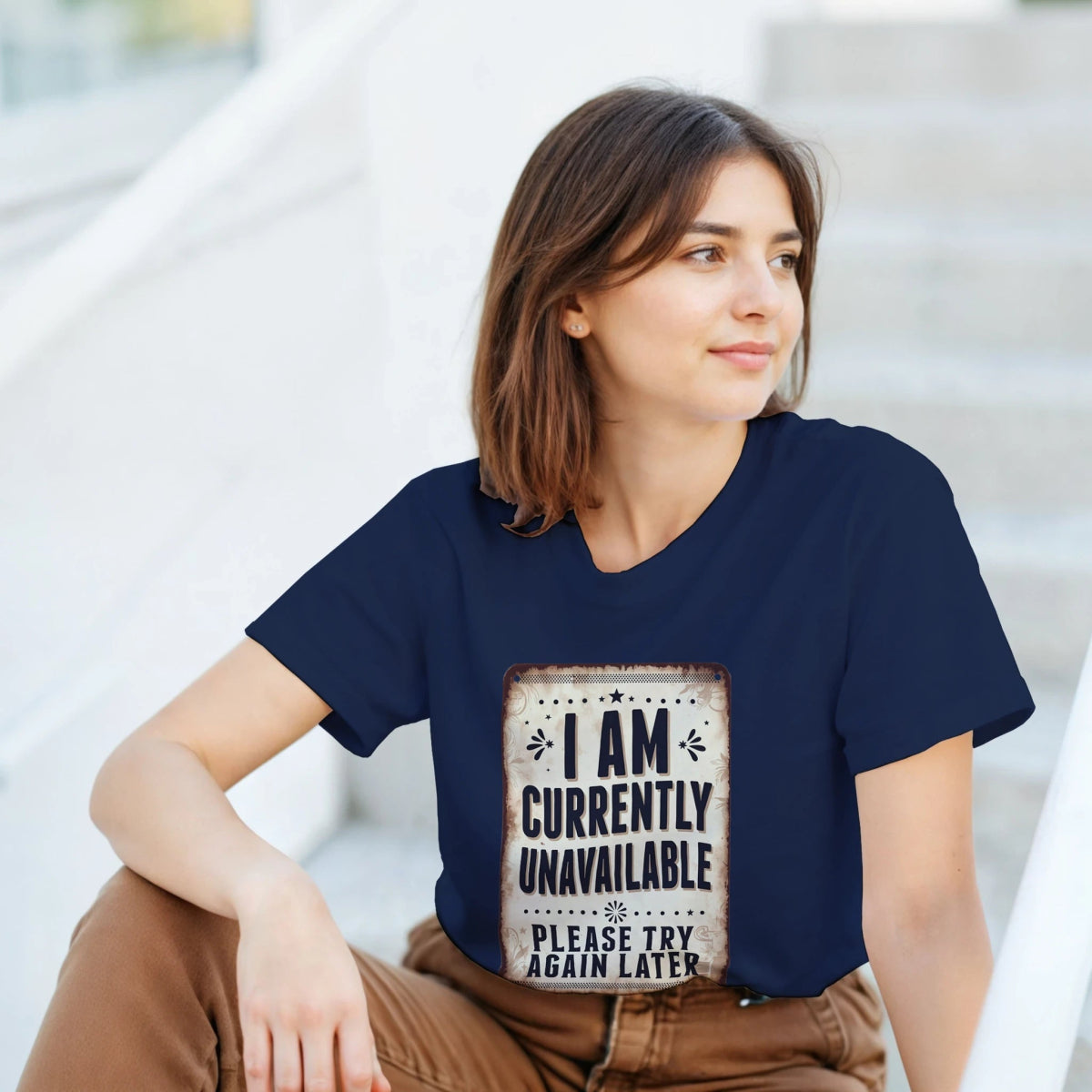Classic Heavyweight Cotton T-Shirt – 'I Am Currently Unavailable' Design - Authentic Patriot