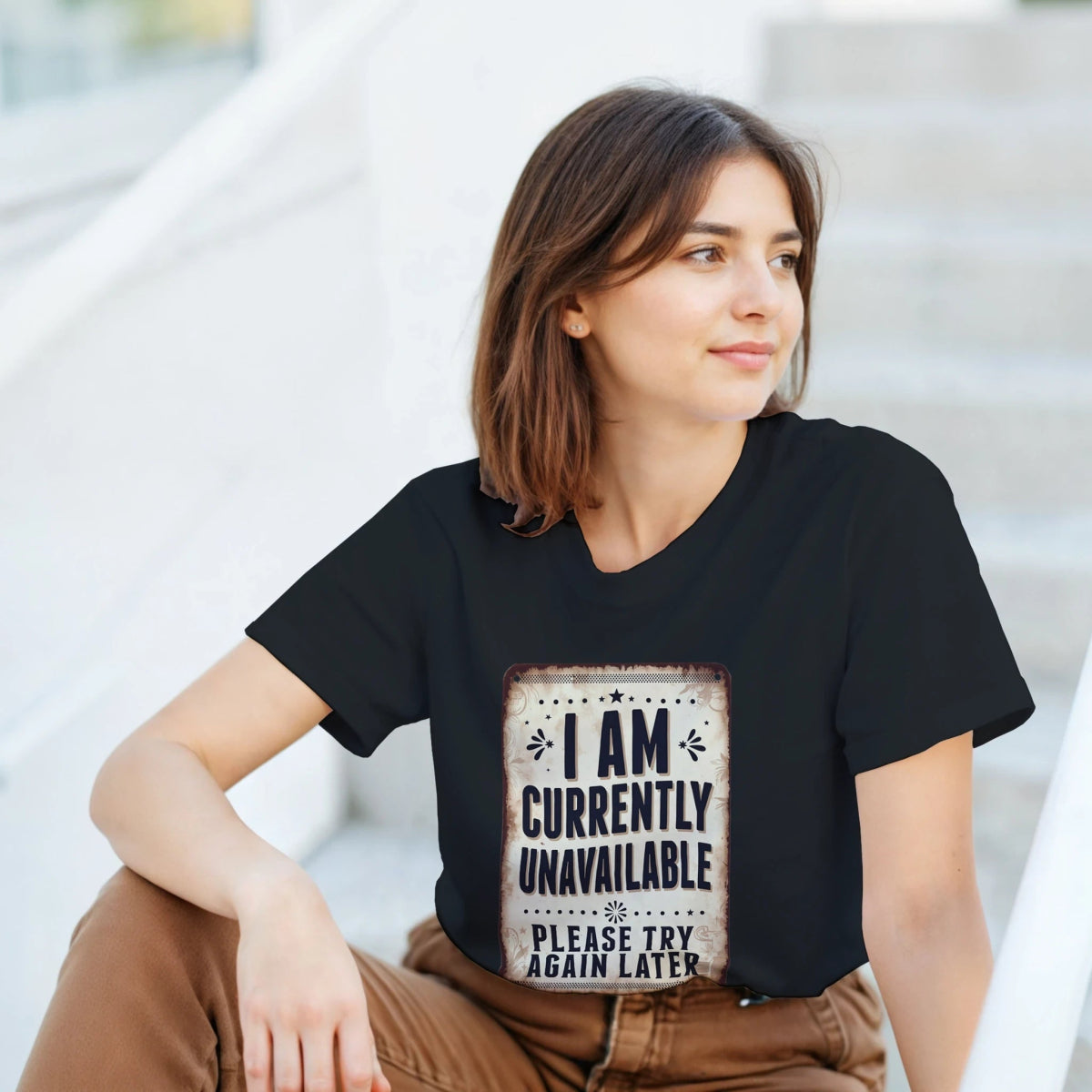 Classic Heavyweight Cotton T-Shirt – 'I Am Currently Unavailable' Design - Authentic Patriot