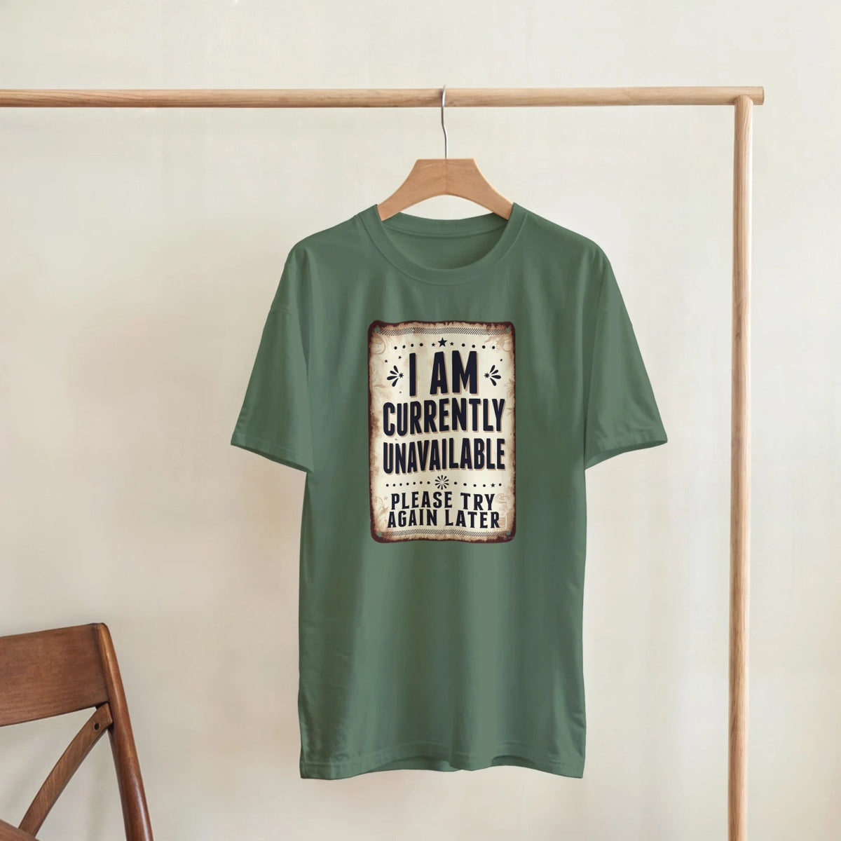 Classic Heavyweight Cotton T-Shirt – 'I Am Currently Unavailable' Design - Authentic Patriot
