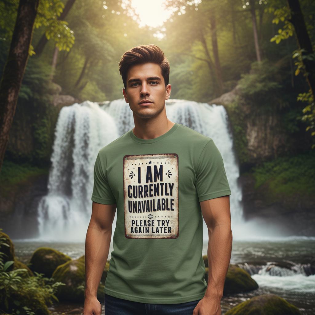Classic Heavyweight Cotton T-Shirt – 'I Am Currently Unavailable' Design - Authentic Patriot