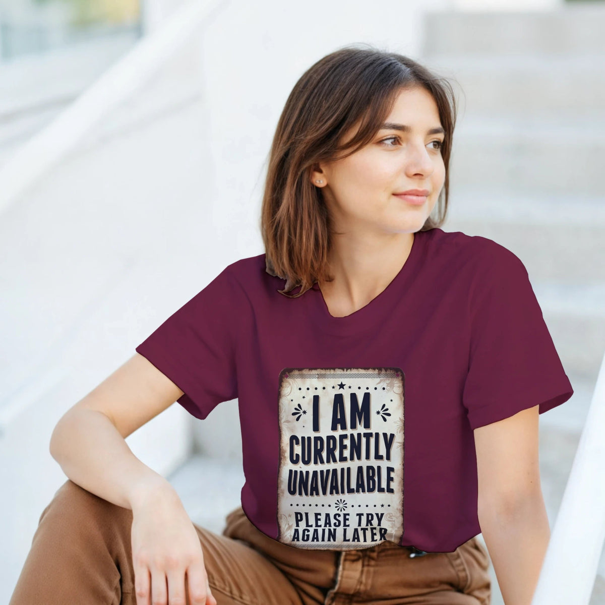 Classic Heavyweight Cotton T-Shirt – 'I Am Currently Unavailable' Design - Authentic Patriot
