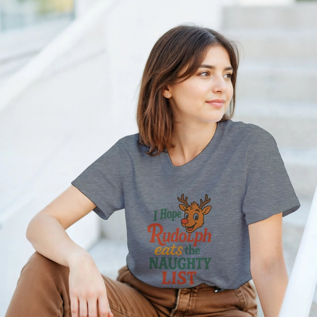 Classic T-Shirt - I Hope Rudolph Eats the Naughty List Design - Authentic Patriot