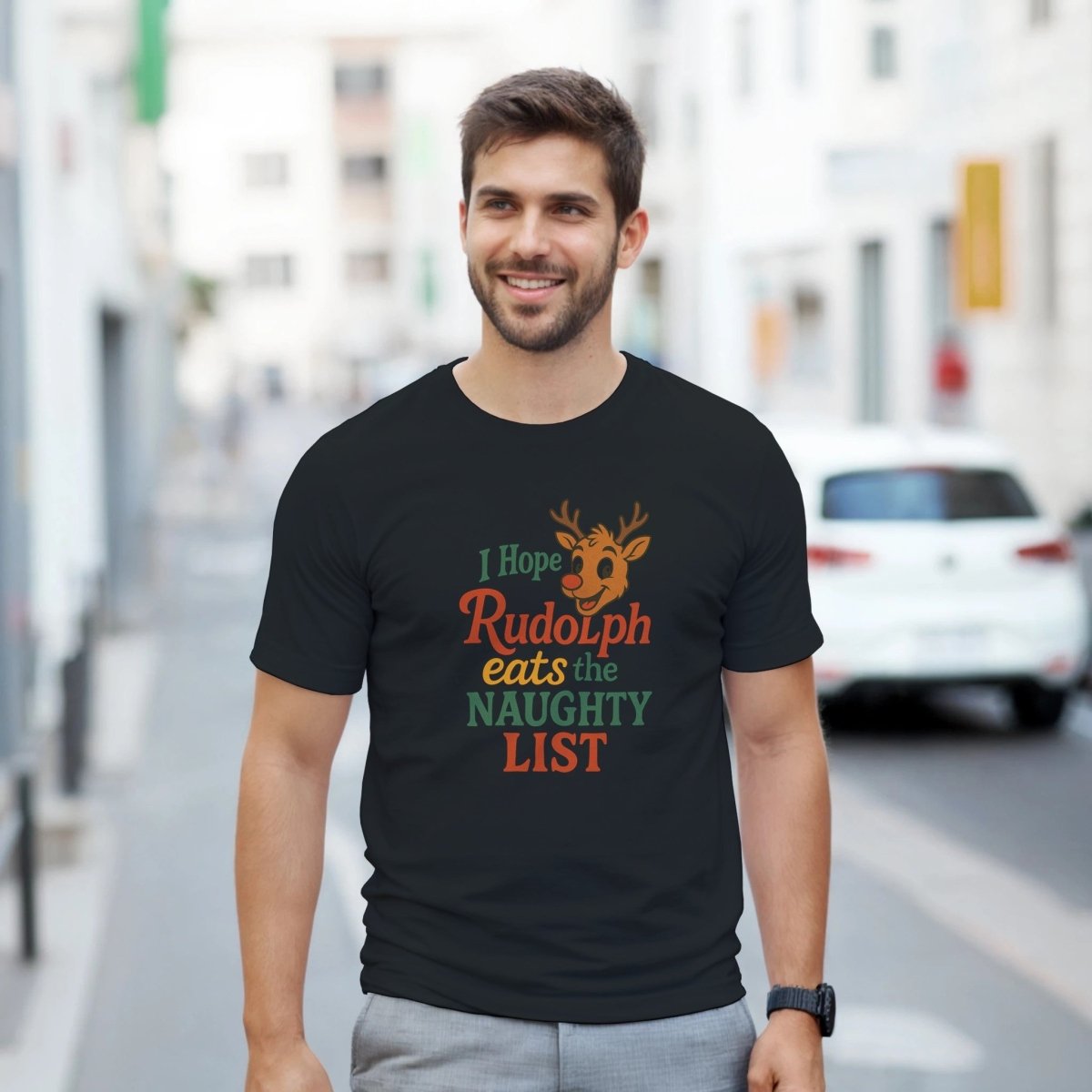 Classic T-Shirt - I Hope Rudolph Eats the Naughty List Design - Authentic Patriot