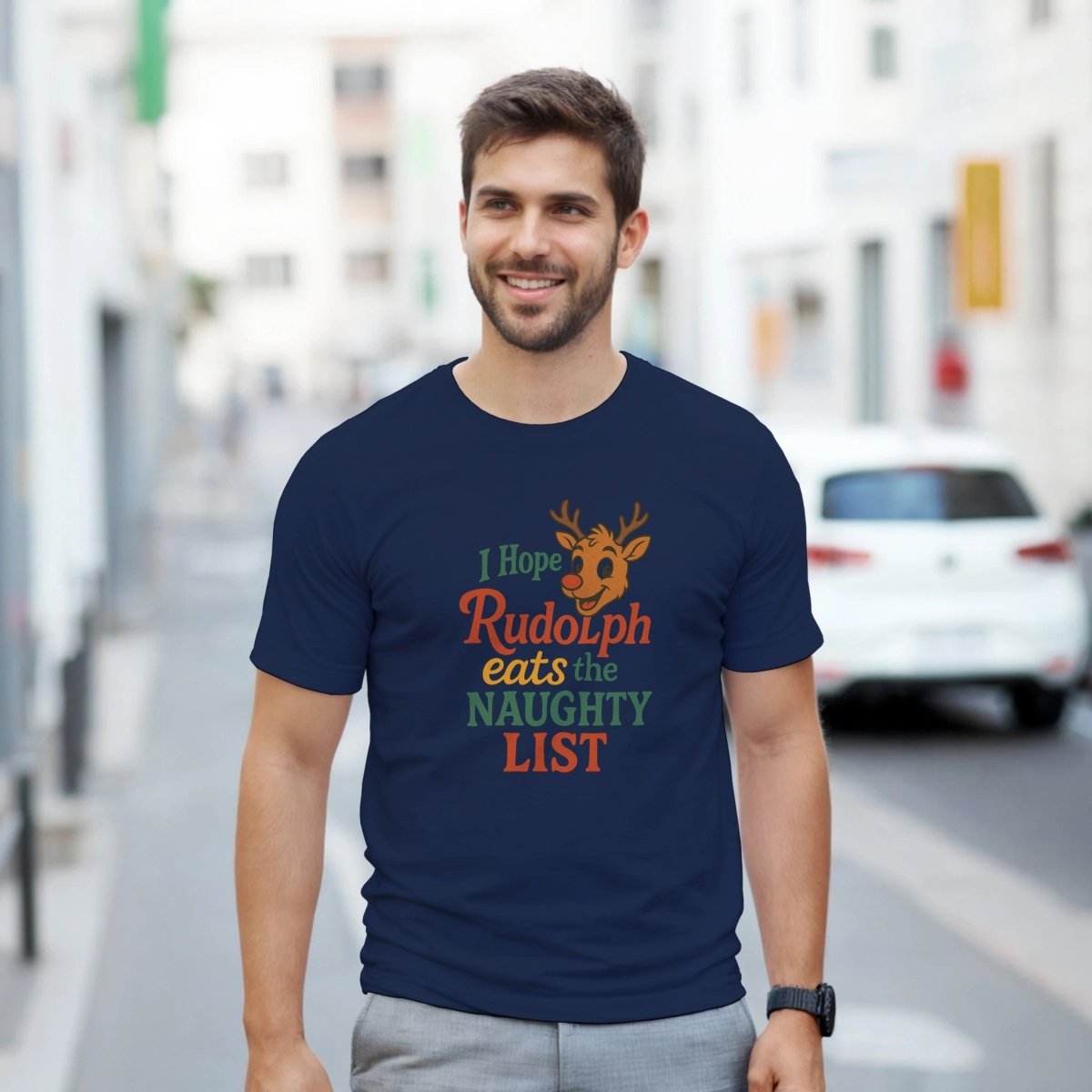 Classic T-Shirt - I Hope Rudolph Eats the Naughty List Design - Authentic Patriot