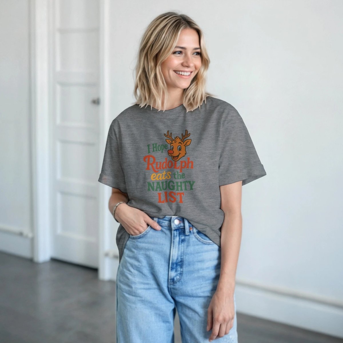 Classic T-Shirt - I Hope Rudolph Eats the Naughty List Design - Authentic Patriot