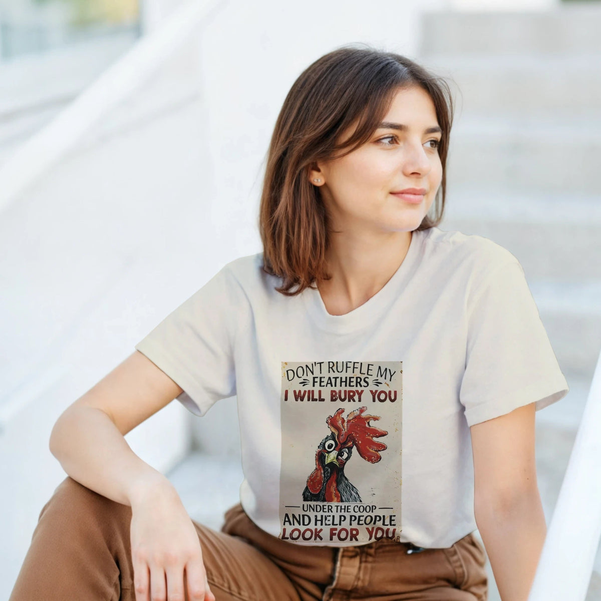 Don't Ruffle My Feathers T-Shirt – Humorous Cotton Tee for Casual Wear - Authentic Patriot