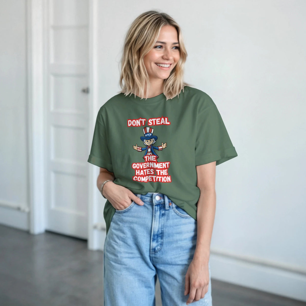 Don't Steal T-Shirt – Government Hates Competition Design – Men's Classic Fit Tee - Authentic Patriot