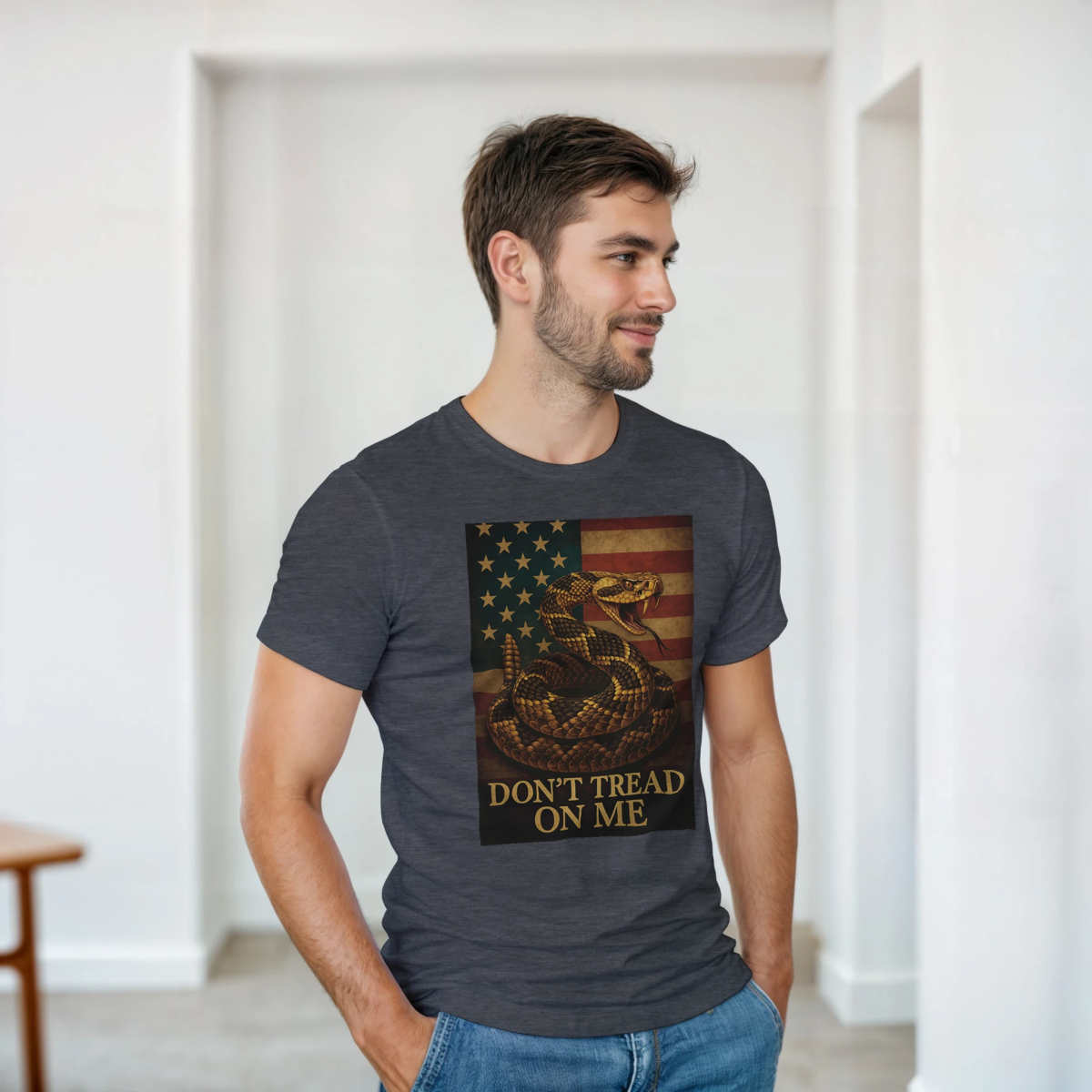 Don't Tread On Me Cotton T-Shirt – Classic Fit & Durable Design - Authentic Patriot