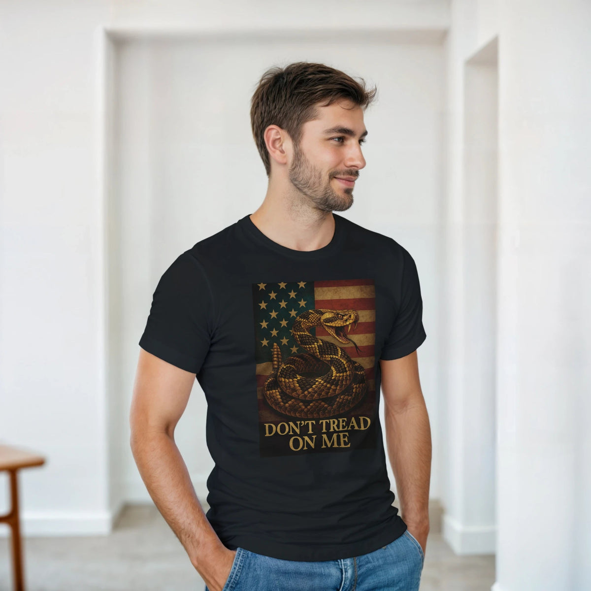 Don't Tread On Me Cotton T-Shirt – Classic Fit & Durable Design - Authentic Patriot