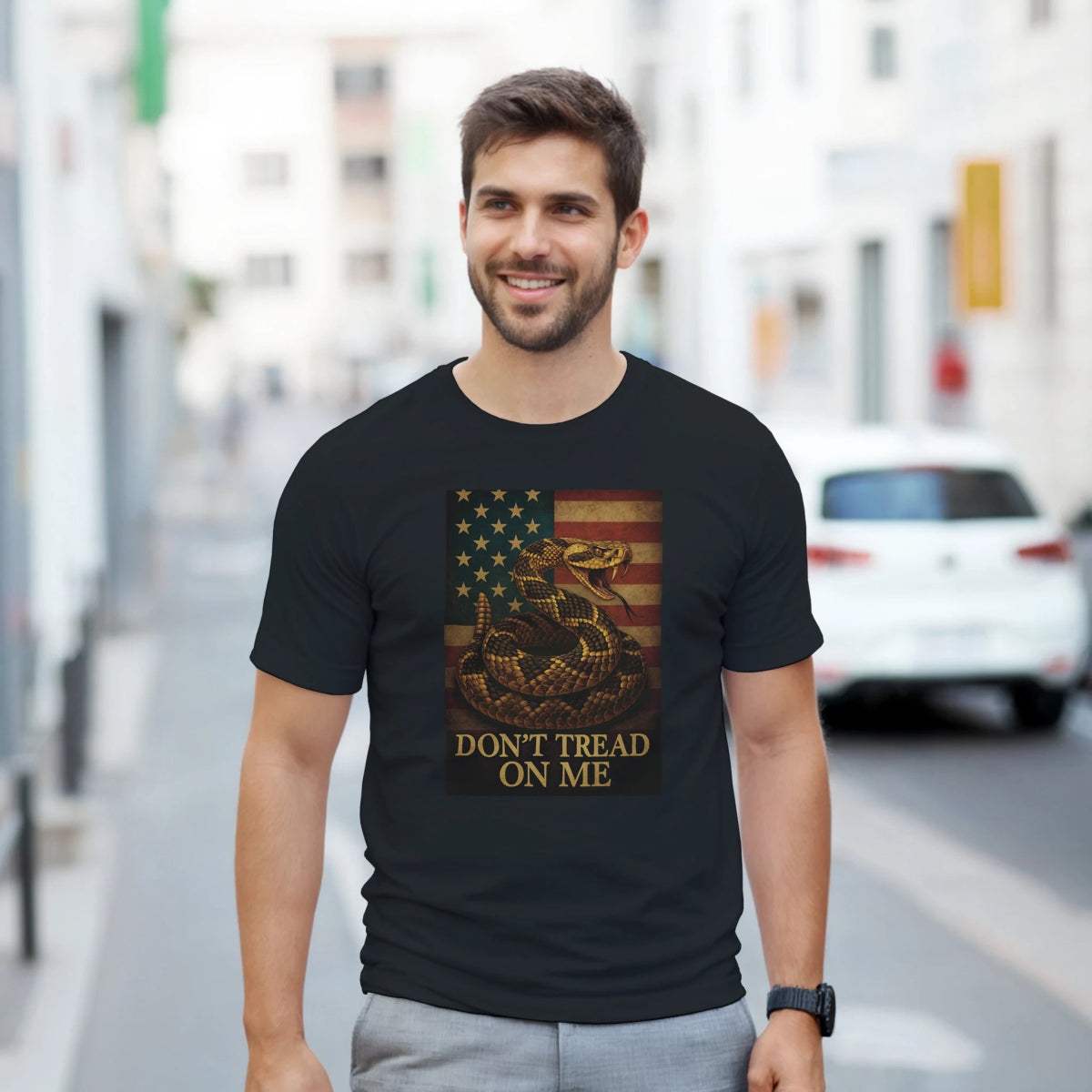 Don't Tread On Me Cotton T-Shirt – Classic Fit & Durable Design - Authentic Patriot