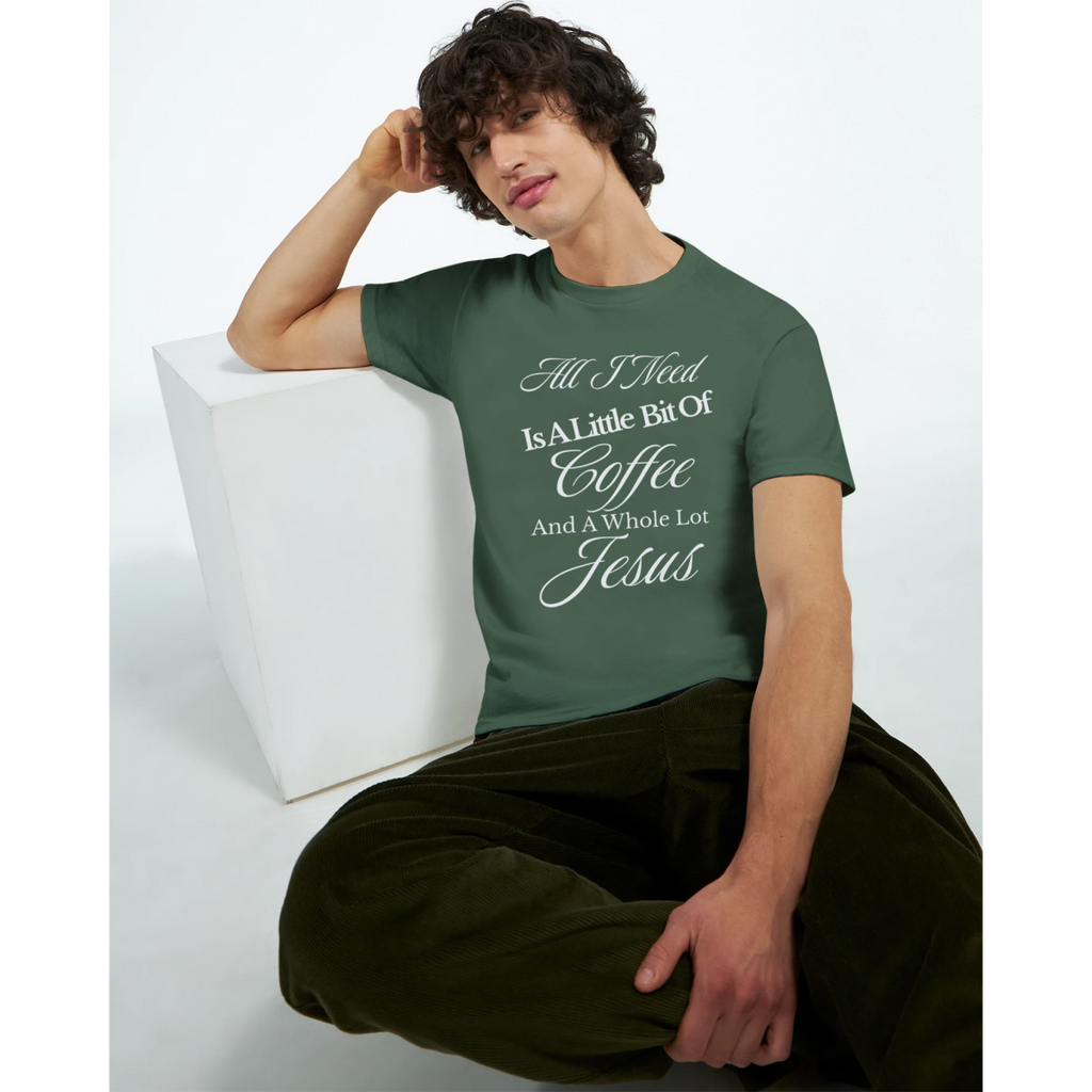 Faith & Coffee T-Shirt – Little Bit Of Coffee And A Whole Lot Of Jesus (Text Design) - Authentic Patriot