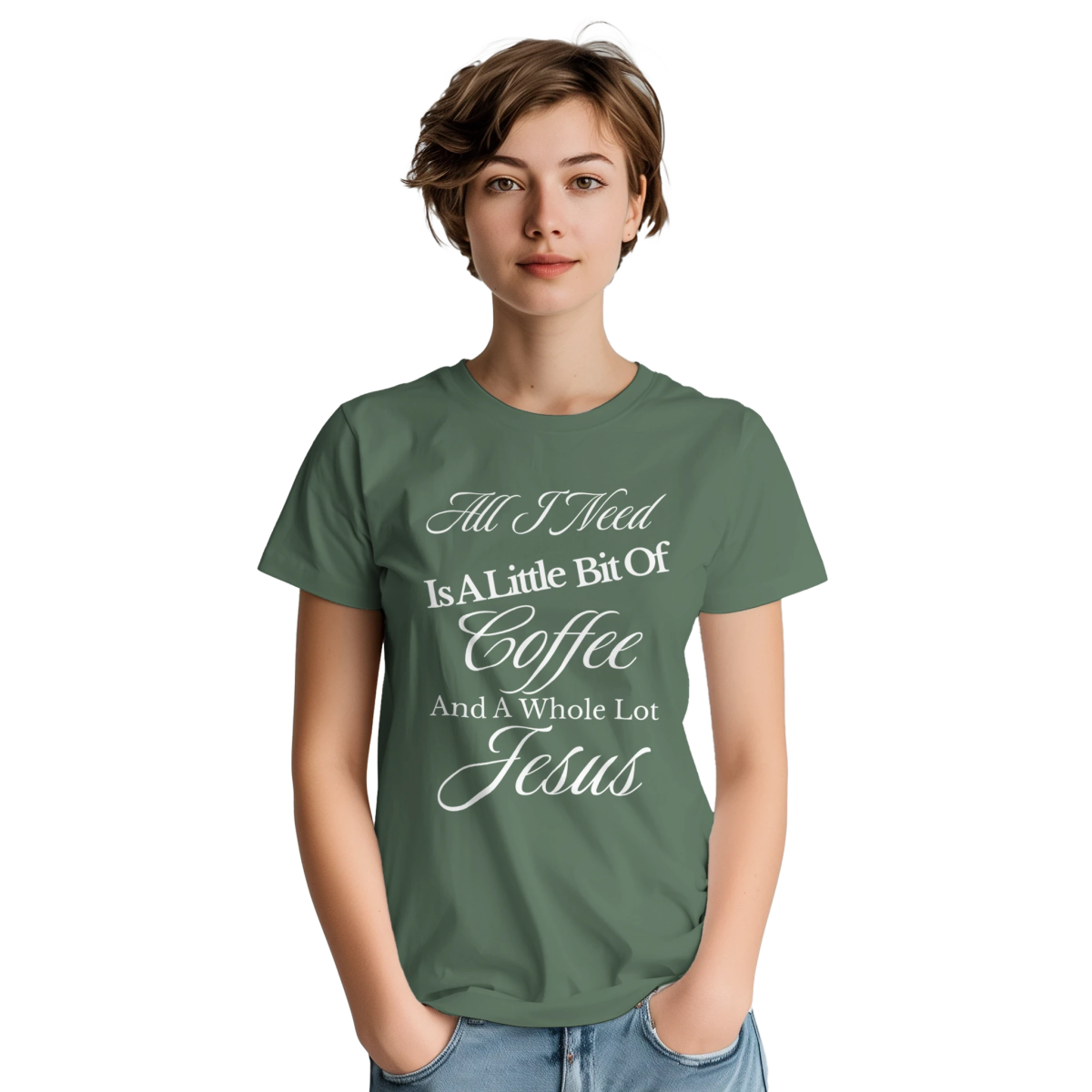 Faith & Coffee T-Shirt – Little Bit Of Coffee And A Whole Lot Of Jesus (Text Design) - Authentic Patriot