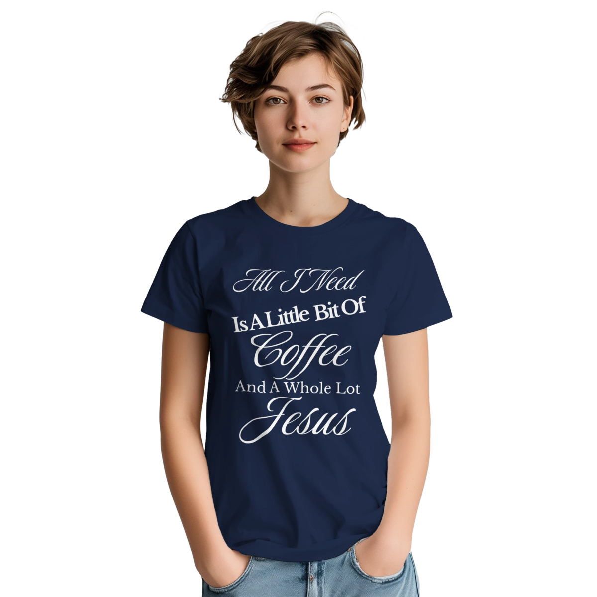 Faith & Coffee T-Shirt – Little Bit Of Coffee And A Whole Lot Of Jesus (Text Design) - Authentic Patriot