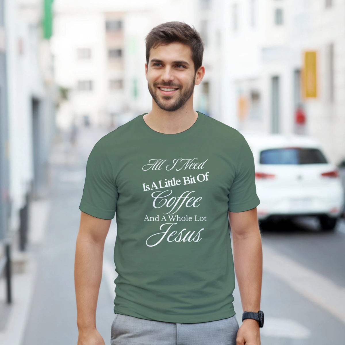 Faith & Coffee T-Shirt – Little Bit Of Coffee And A Whole Lot Of Jesus (Text Design) - Authentic Patriot