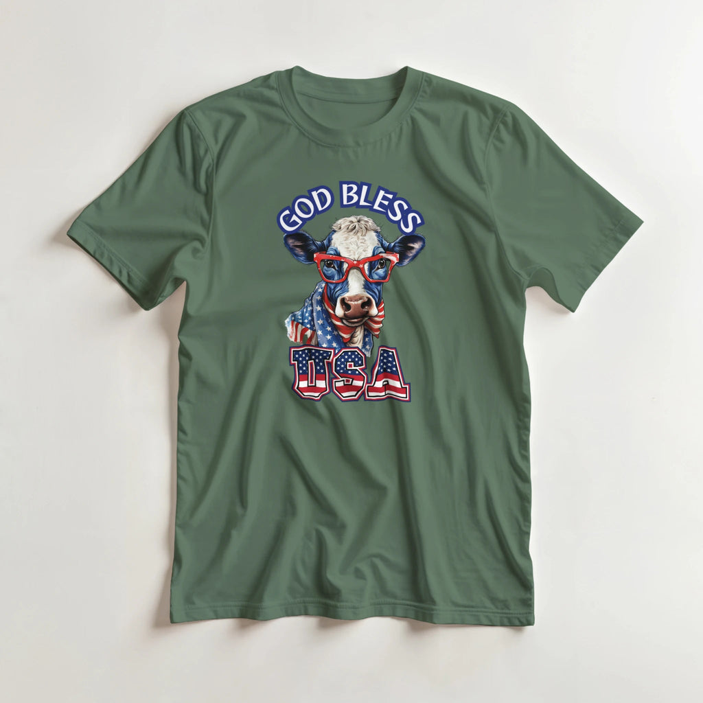 God Bless USA Heavyweight Cotton T-Shirt – Classic Fit & Durable Design - Authentic Patriot