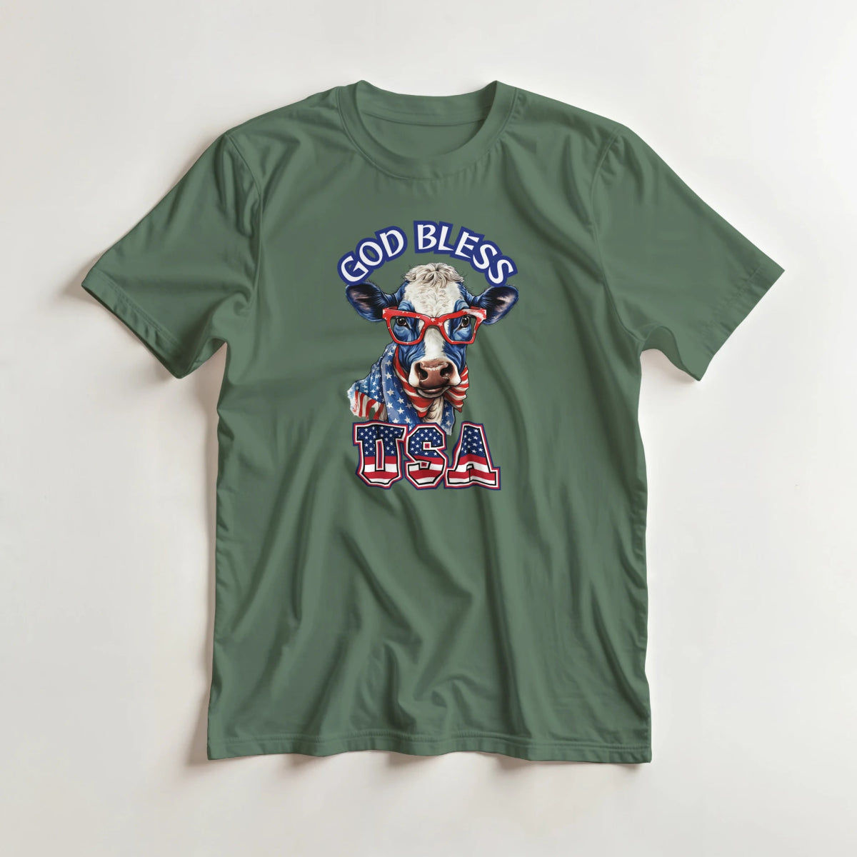 God Bless USA Heavyweight Cotton T-Shirt – Classic Fit & Durable Design - Authentic Patriot