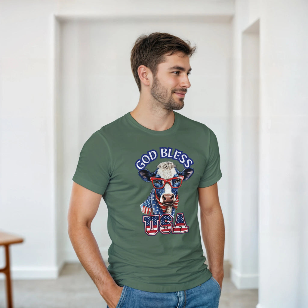 God Bless USA Heavyweight Cotton T-Shirt – Classic Fit & Durable Design - Authentic Patriot
