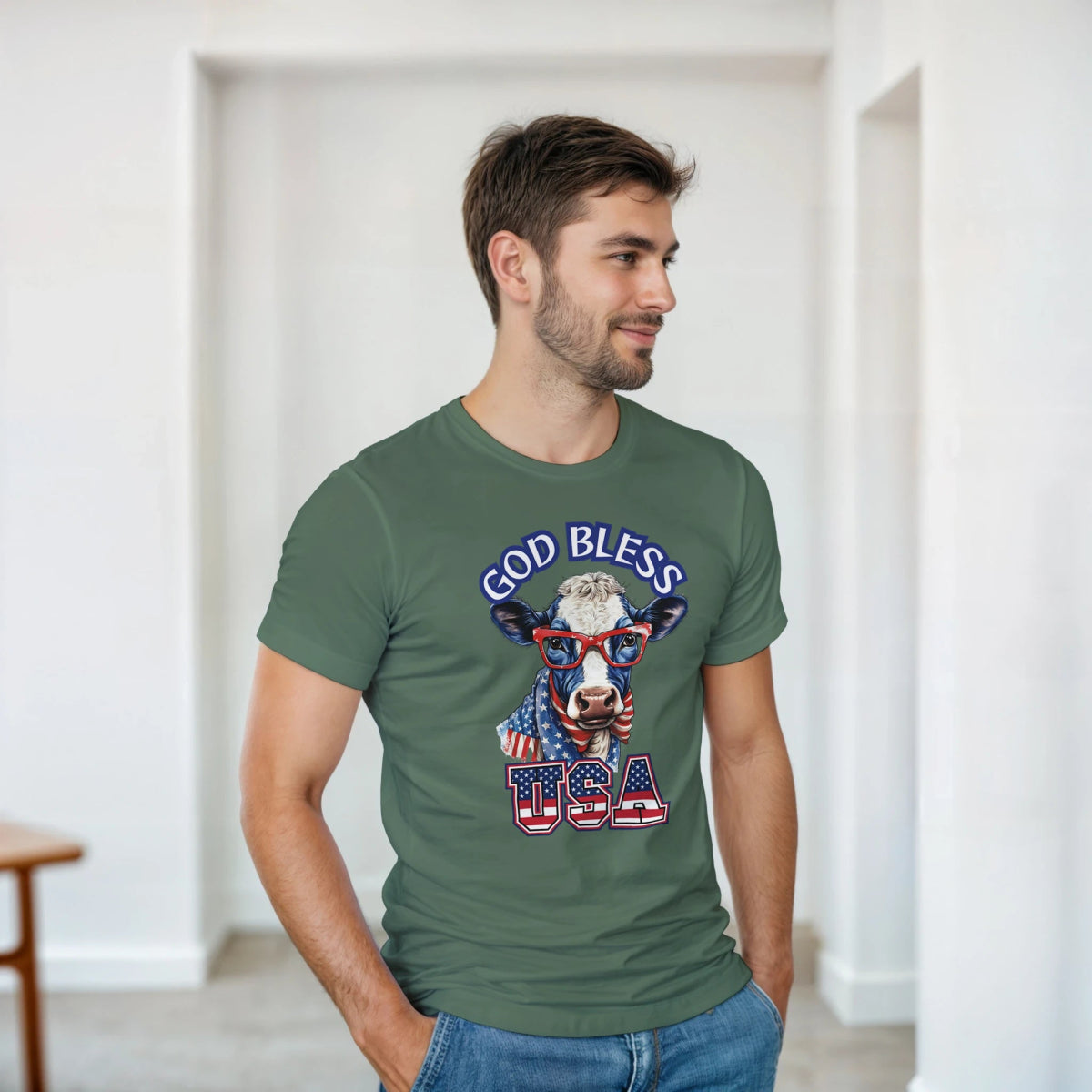 God Bless USA Heavyweight Cotton T-Shirt – Classic Fit & Durable Design - Authentic Patriot