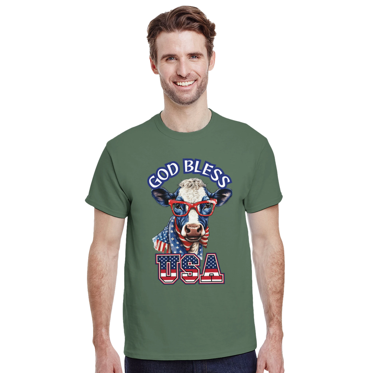 God Bless USA Heavyweight Cotton T-Shirt – Classic Fit & Durable Design - Authentic Patriot