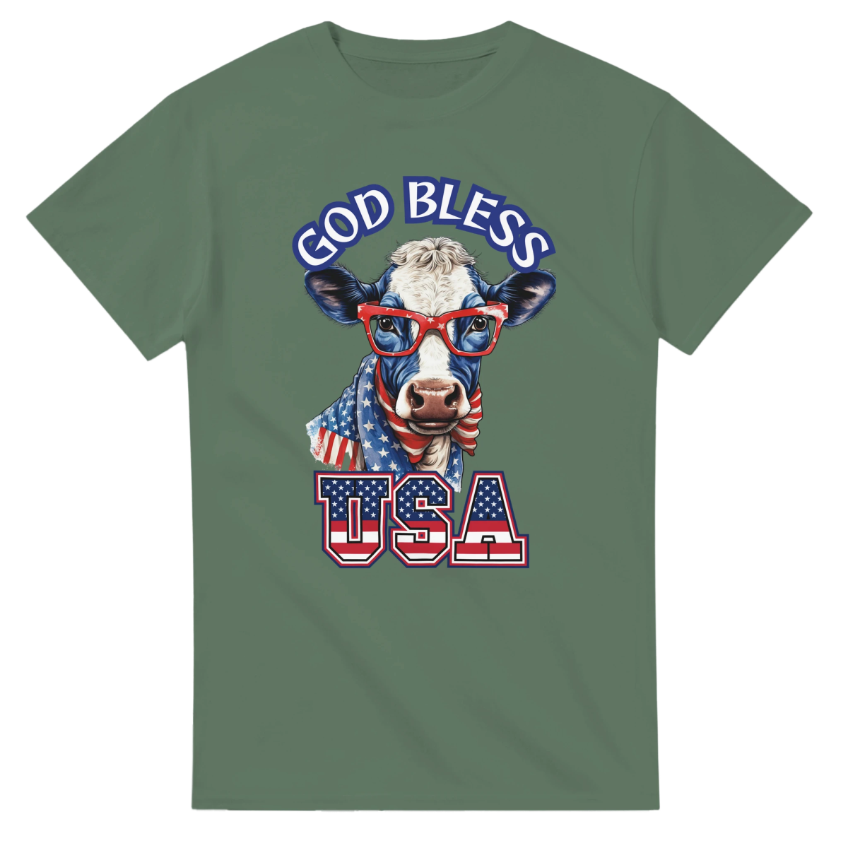 God Bless USA Heavyweight Cotton T-Shirt – Classic Fit & Durable Design - Authentic Patriot