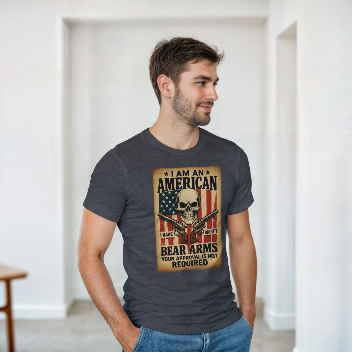 I Am An American Heavyweight Cotton T-Shirt – Classic Fit & Durability - Authentic Patriot