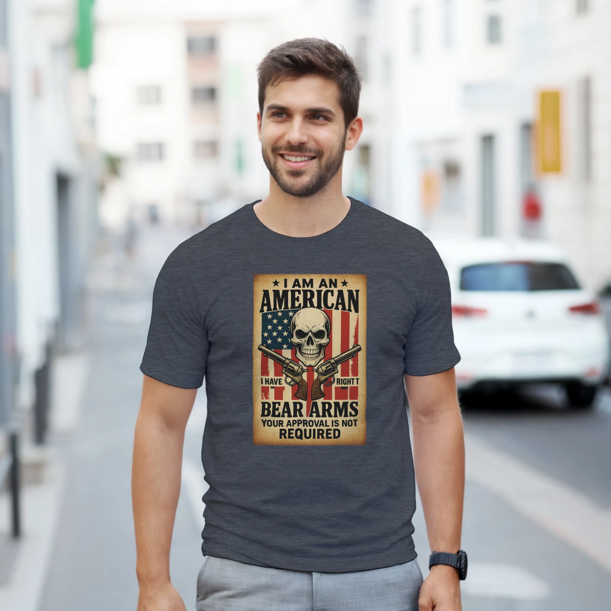 I Am An American Heavyweight Cotton T-Shirt – Classic Fit & Durability - Authentic Patriot
