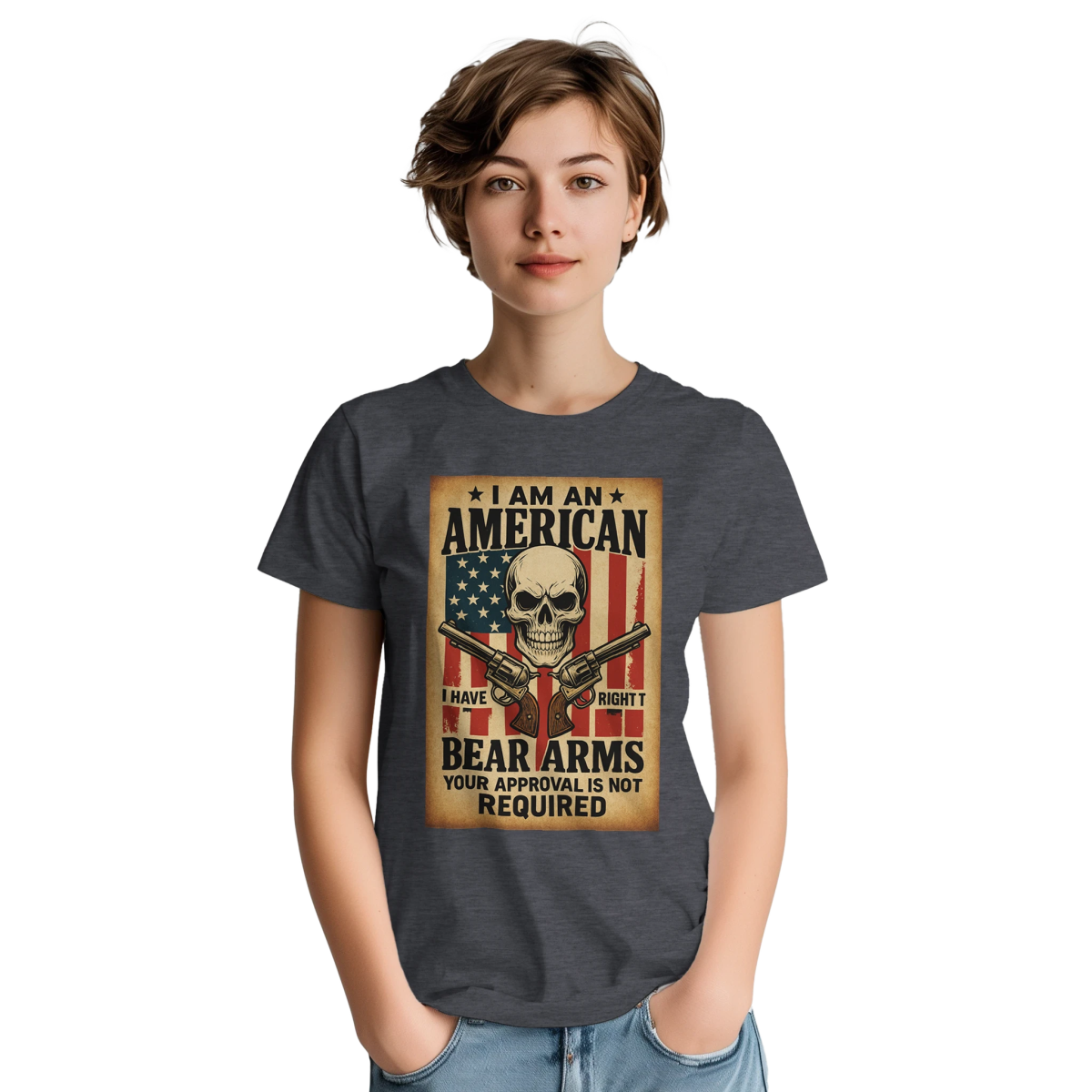 I Am An American Heavyweight Cotton T-Shirt – Classic Fit & Durability - Authentic Patriot