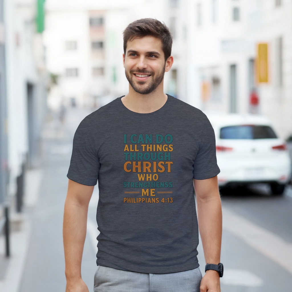 Inspirational Cotton T-Shirt – I Can Do All Things Through Christ Design - Authentic Patriot