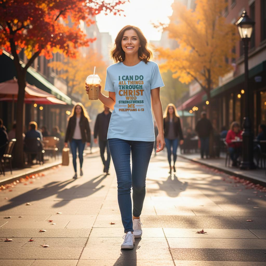 Inspirational Cotton T-Shirt – I Can Do All Things Through Christ Design - Authentic Patriot