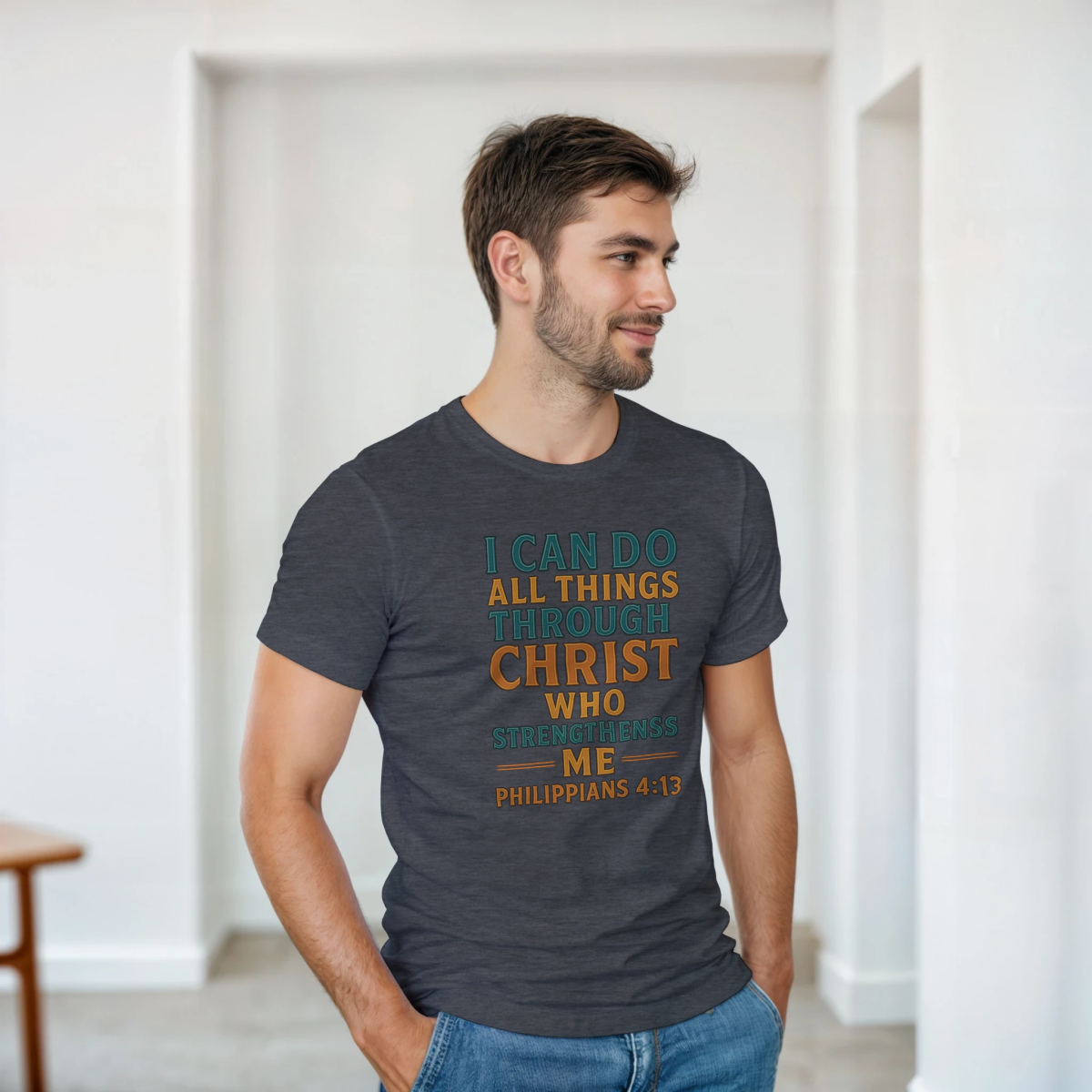 Inspirational Cotton T-Shirt – I Can Do All Things Through Christ Design - Authentic Patriot
