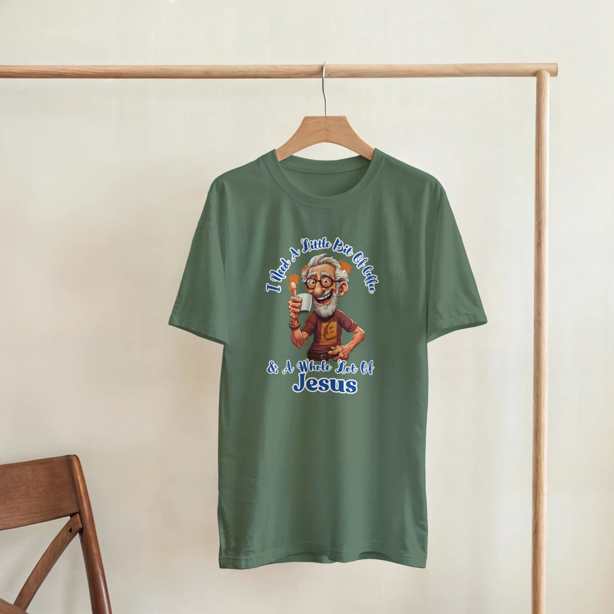 (MALE) I Need A Little Bit Of Coffee And A Whole Lot Of Jesus T-Shirt – Classic Fit Cotton Tee - Authentic Patriot