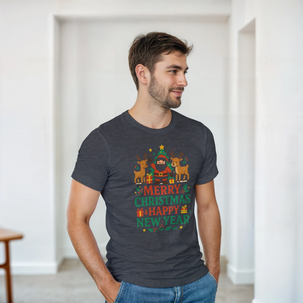 Merry Christmas And Happy New Year T-Shirt – Classic Fit Cotton Tee - Authentic Patriot