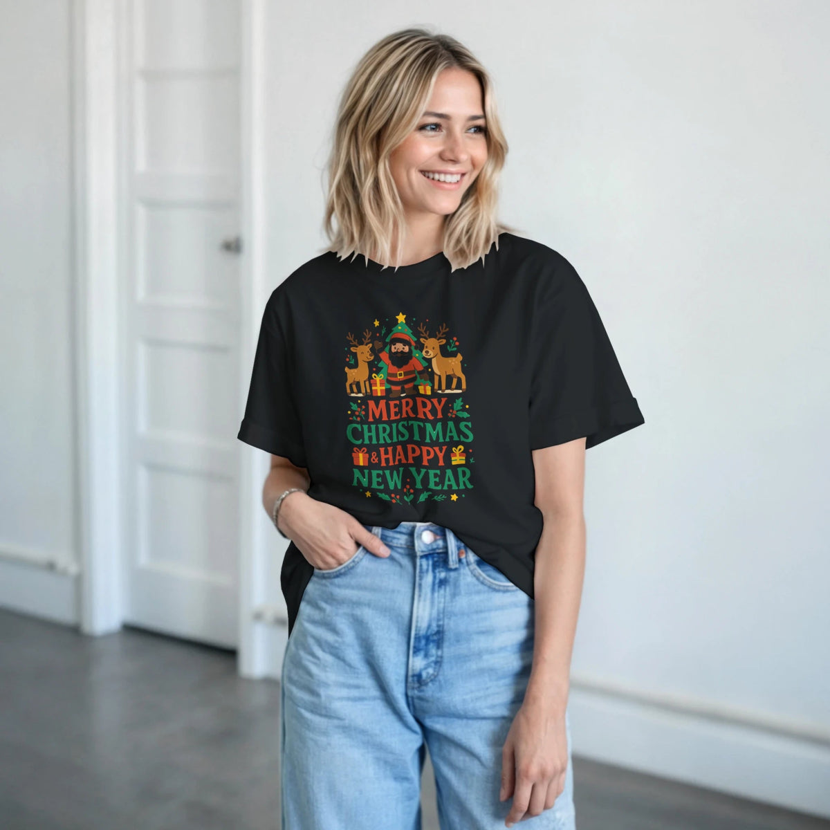 Merry Christmas And Happy New Year T-Shirt – Classic Fit Cotton Tee - Authentic Patriot