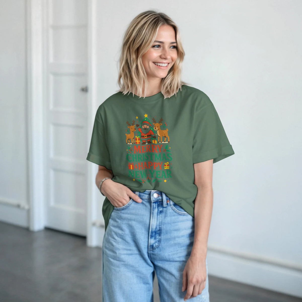 Merry Christmas And Happy New Year T-Shirt – Classic Fit Cotton Tee - Authentic Patriot