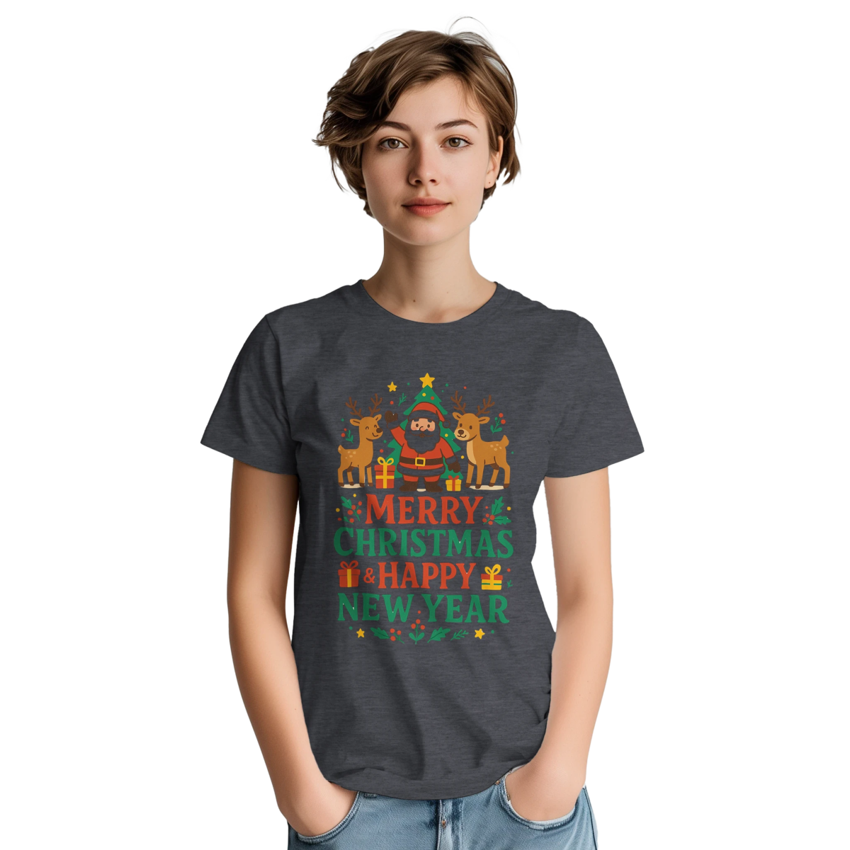 Merry Christmas And Happy New Year T-Shirt – Classic Fit Cotton Tee - Authentic Patriot