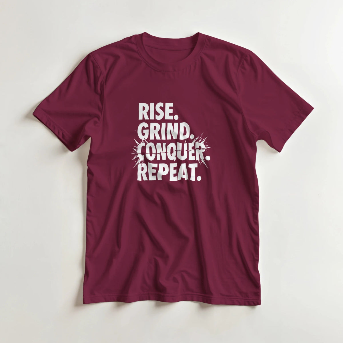 Rise Grind Conquer Repeat Cotton T-Shirt – Classic Fit Casual Tee - Authentic Patriot