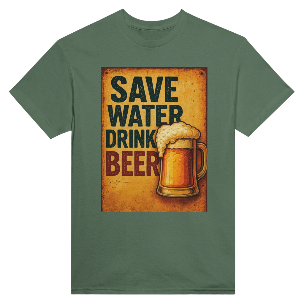 Save Water Drink Beer Cotton T-Shirt – Durable Casual Tee - Authentic Patriot