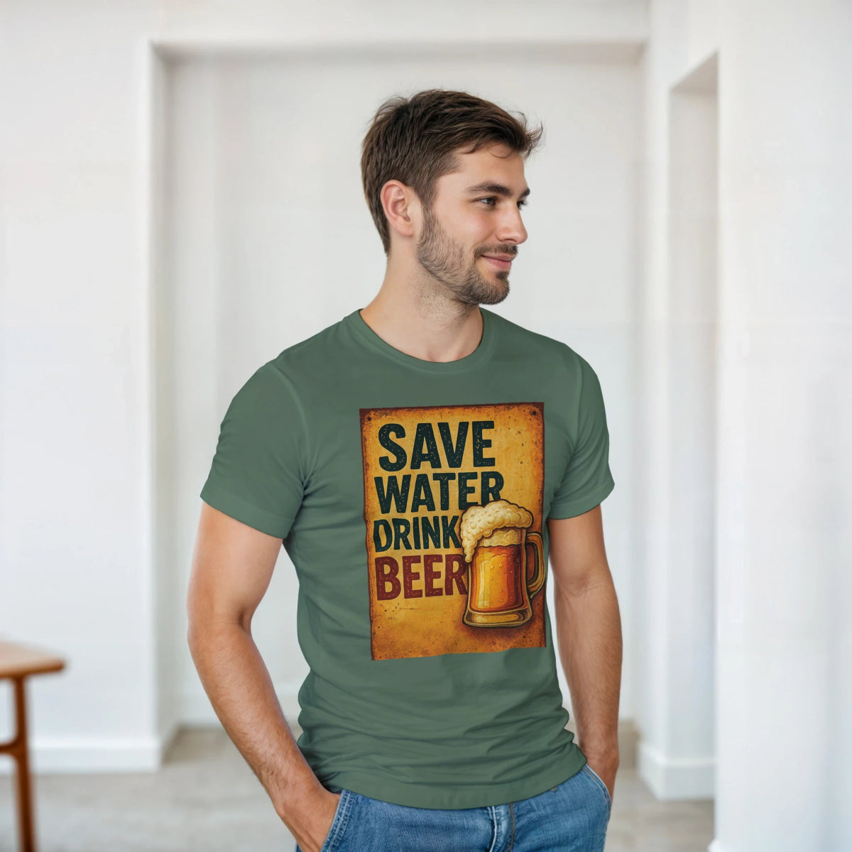Save Water Drink Beer Cotton T-Shirt – Durable Casual Tee - Authentic Patriot