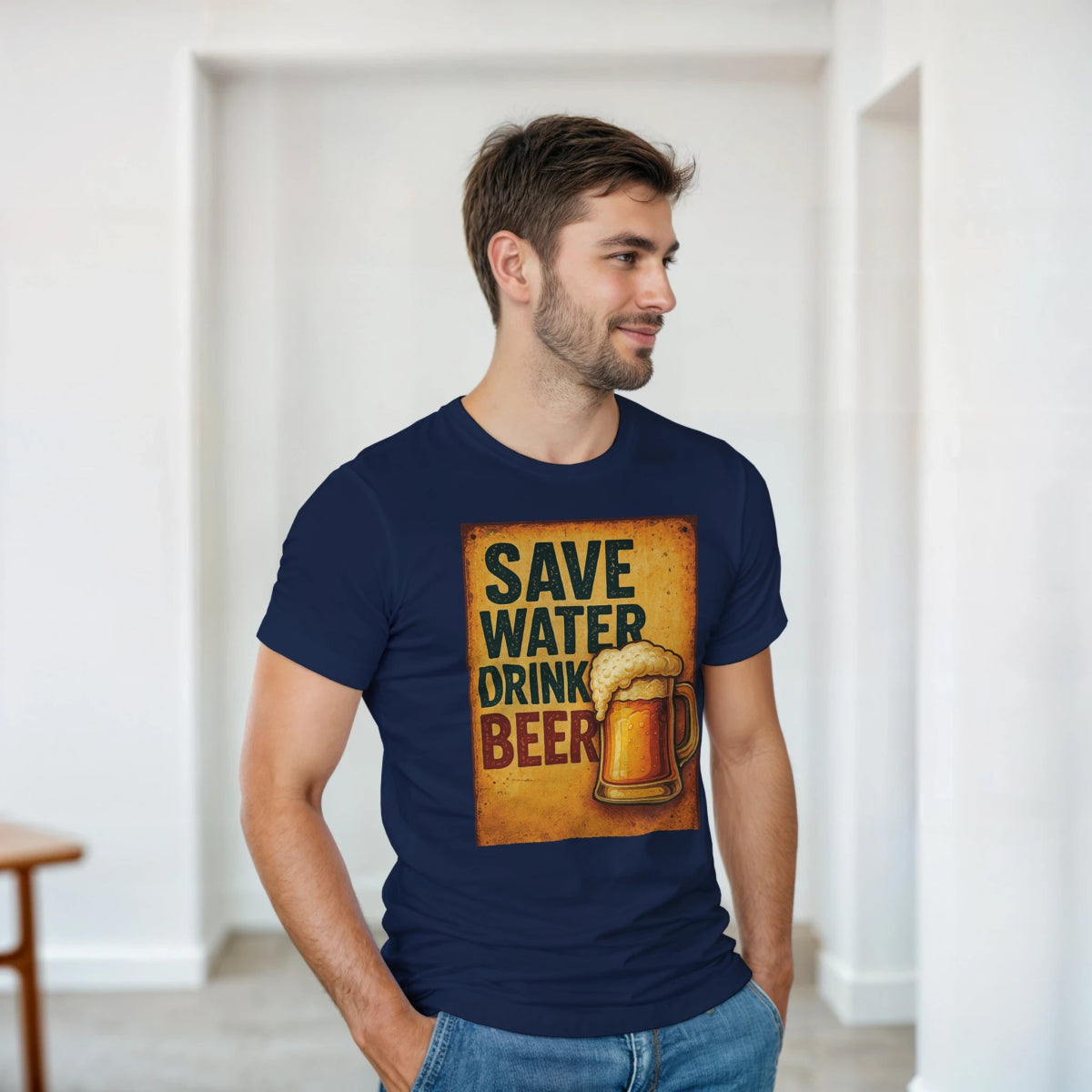 Save Water Drink Beer Cotton T-Shirt – Durable Casual Tee - Authentic Patriot