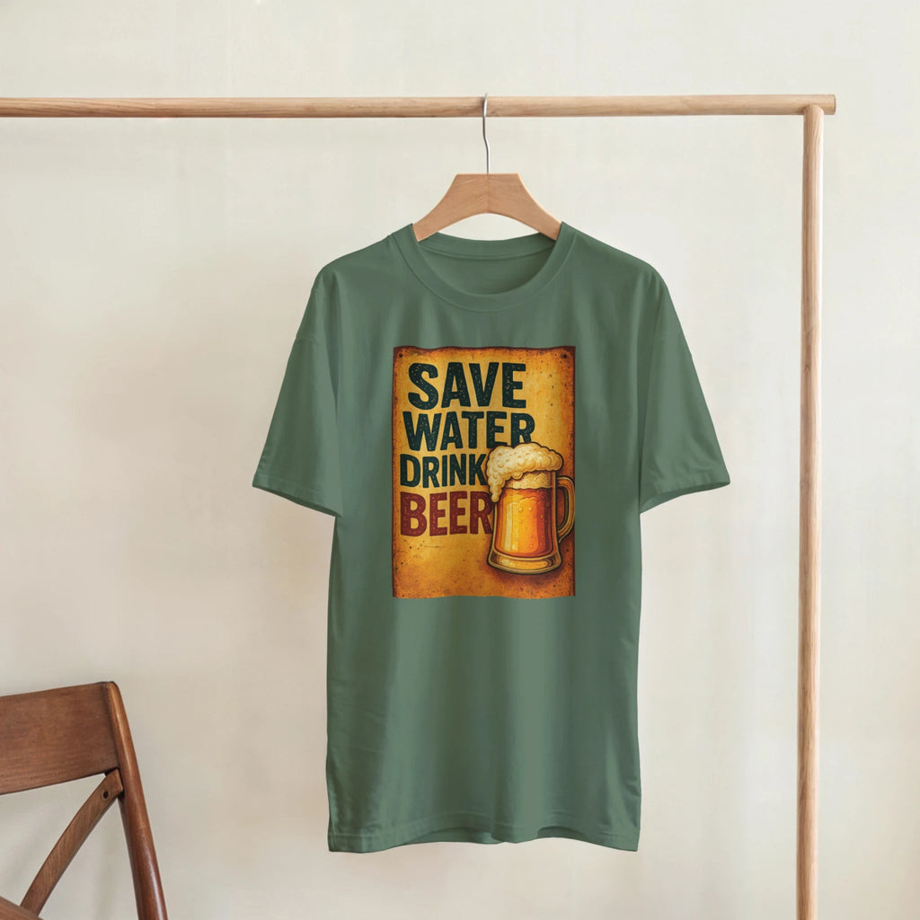 Save Water Drink Beer Cotton T-Shirt – Durable Casual Tee - Authentic Patriot